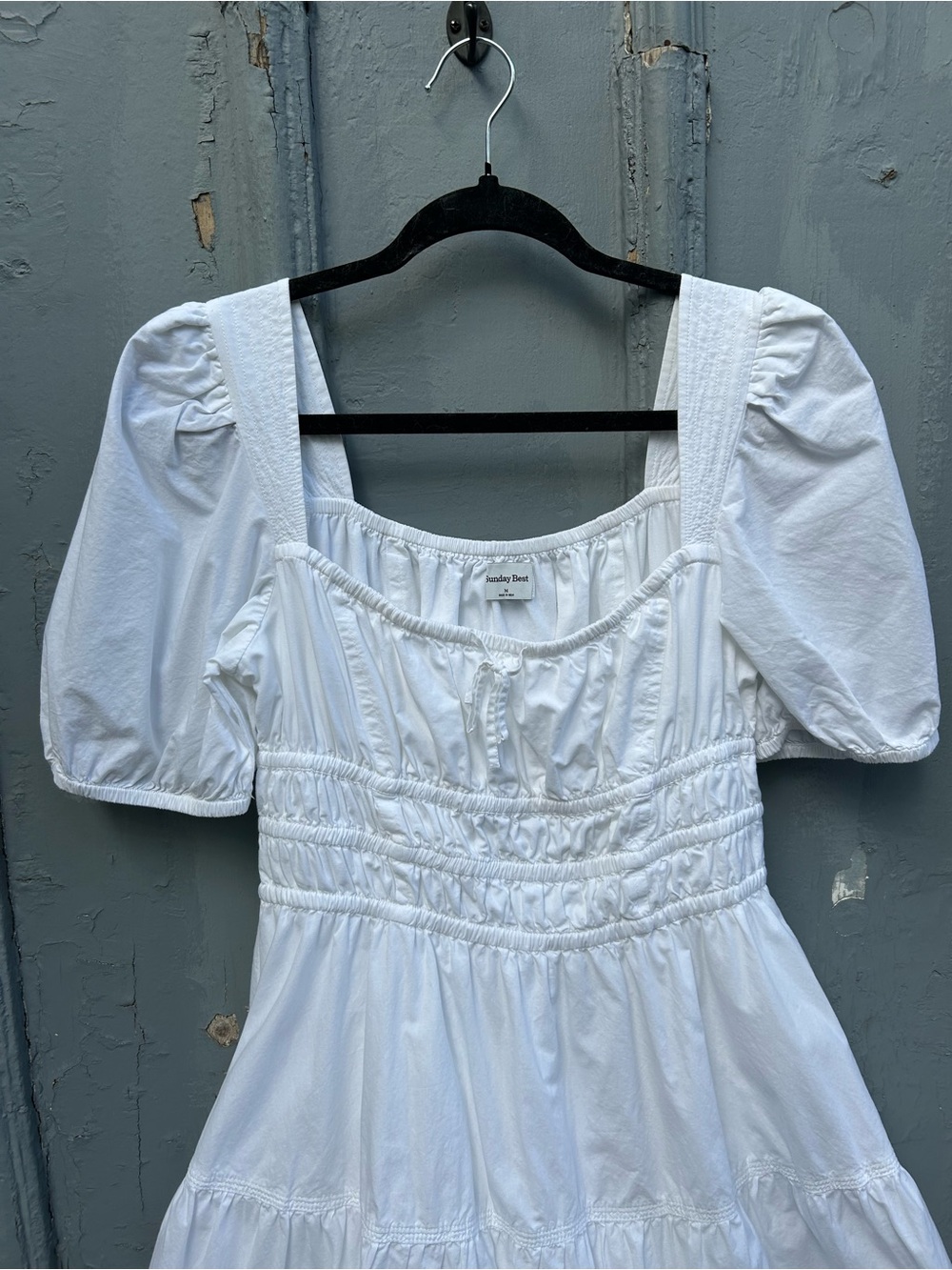 Sunday Best Martine Poplin Short-sleeve Dress, White, Size Medium - Picture 9 of 13